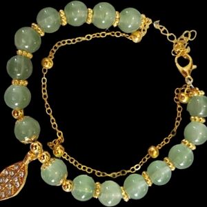 Elegant Gold and Green Beaded Bracelet